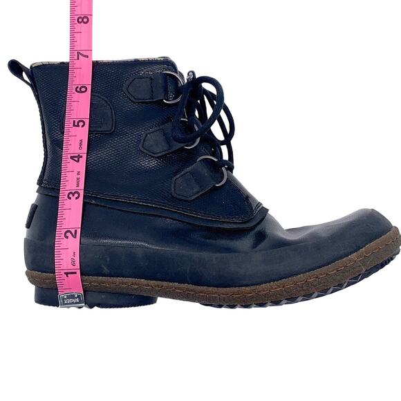 Sorel Joplin Waterproof Lace Up Slick Shine Rain Duck Boot Black Brown 7.5 - Picture 11 of 13